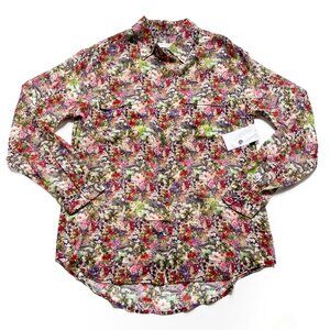 Equipment Signature Silk Button Down Top Happy Pink Multi Floral Size Small NWT